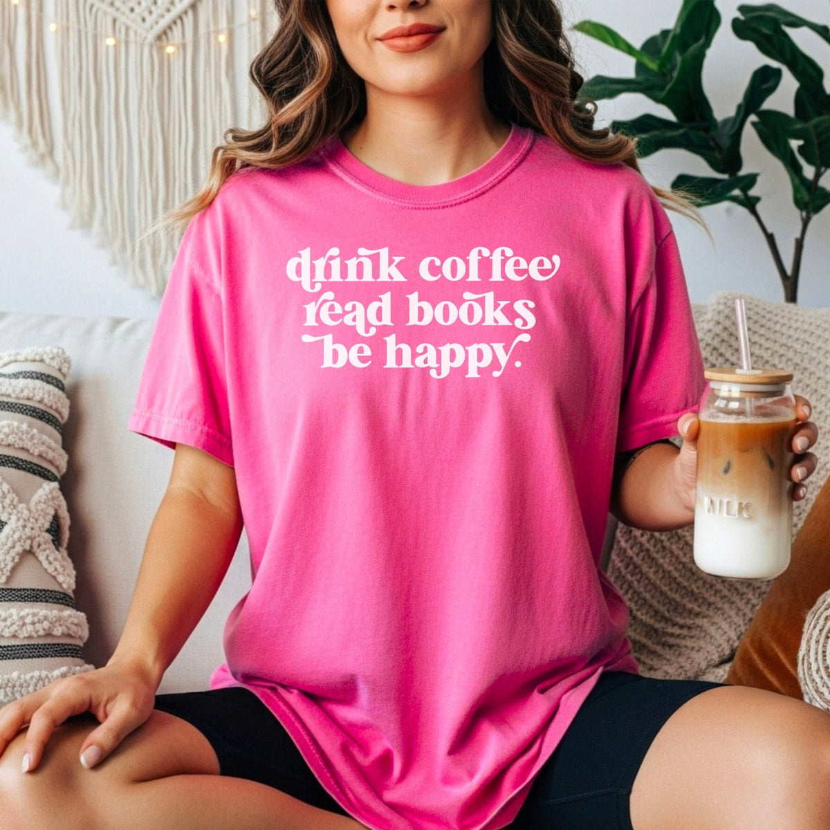 Drink Coffee Read Books Be Happy Heavyweight Comfort Colors Shirt - Starry Skies Austin