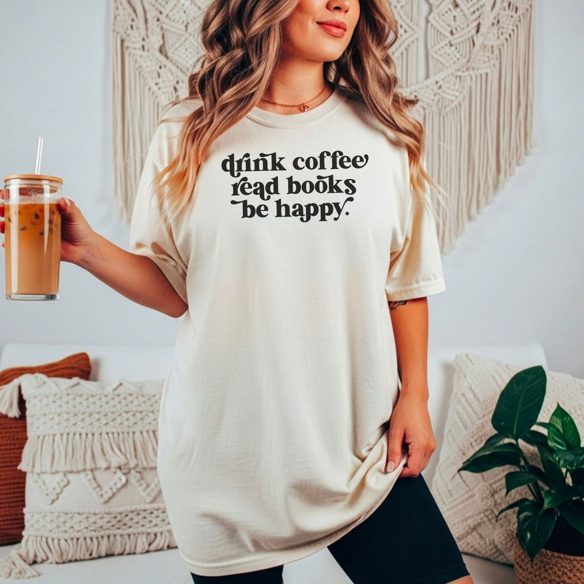 Drink Coffee Read Books Be Happy Heavyweight Comfort Colors Shirt - Starry Skies Austin