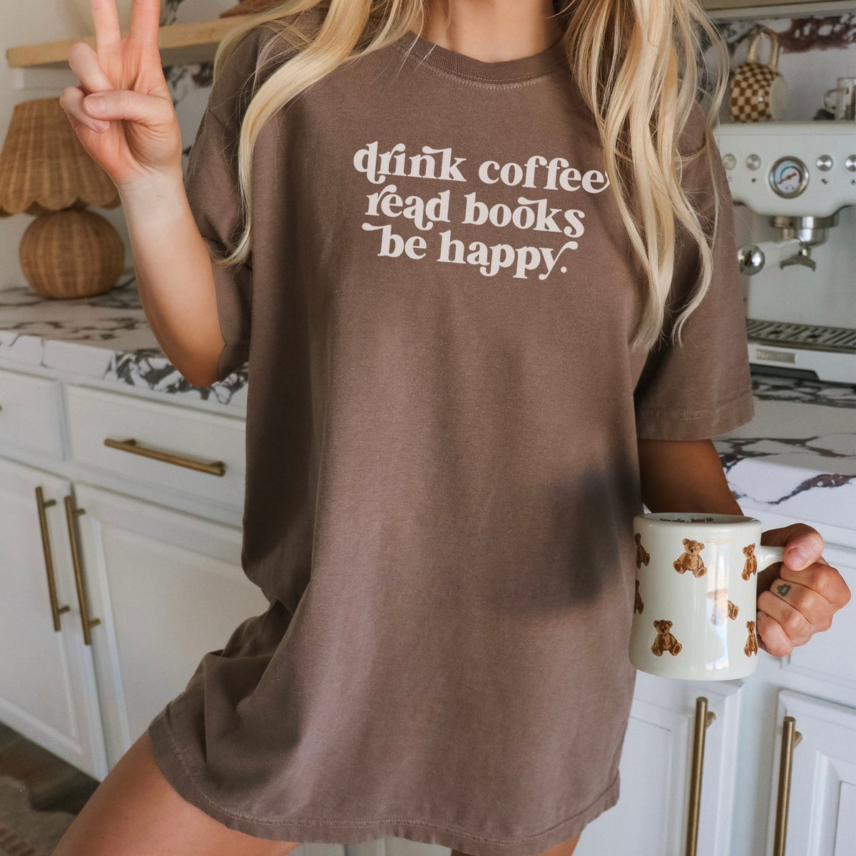 Drink Coffee Read Books Be Happy Heavyweight Comfort Colors Shirt - Starry Skies Austin