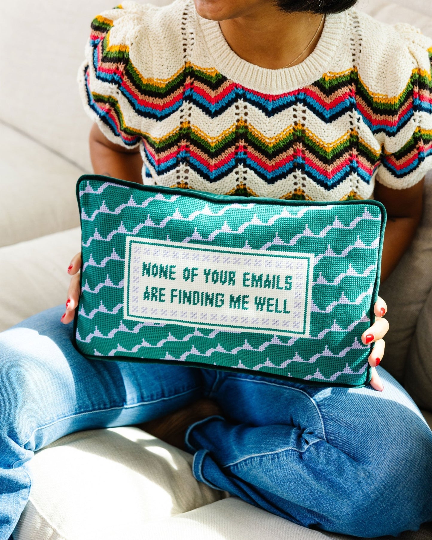 Emails Finding Me Needlepoint Pillow - Starry Skies Austin
