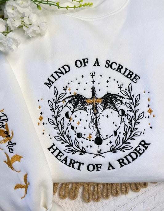 Embroidered Dragon Sweatshirt: Fourth Wing Inspired Crewneck or Hoodie For Book Lovers Gift - Starry Skies Austin