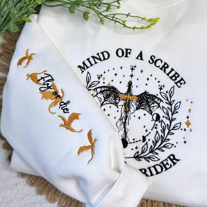 Embroidered Dragon Sweatshirt: Fourth Wing Inspired Crewneck or Hoodie For Book Lovers Gift - Starry Skies Austin