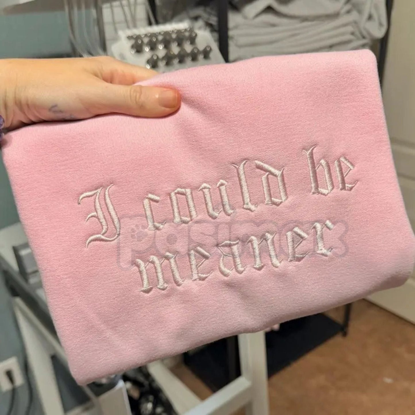 Embroidered "I Could Be Meaner" Sweatshirt – Sarcastic Funny Quote Crewneck - Starry Skies Austin