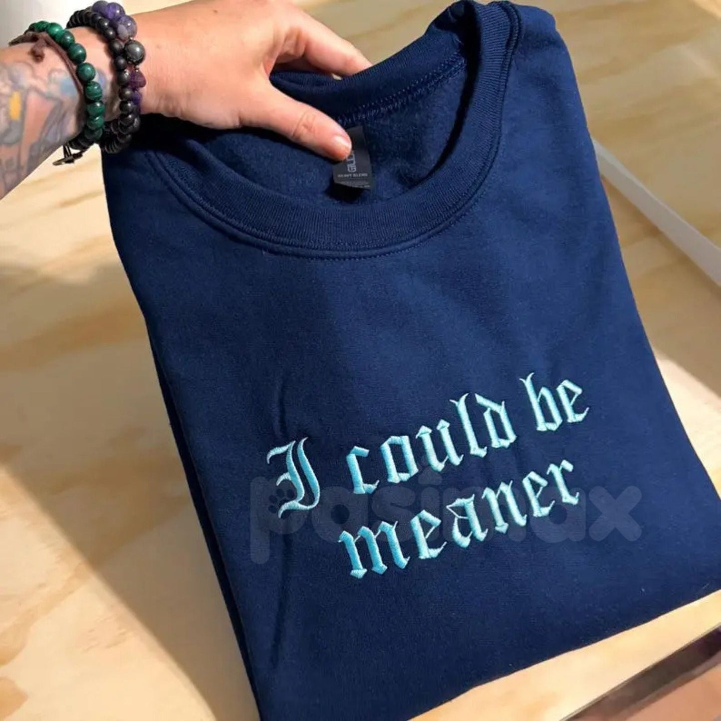 Embroidered "I Could Be Meaner" Sweatshirt – Sarcastic Funny Quote Crewneck - Starry Skies Austin