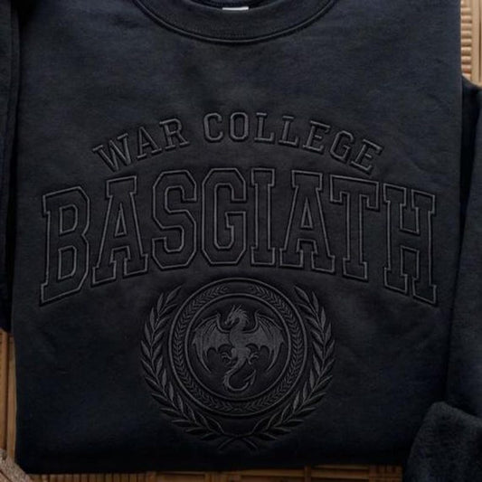 Embroidered Tone on Tone Basgiath War Collage Sweatshirt, Fourth Wing Sweatshirt, Violet Sorrengail, Xaden Riorson, Fantasy Book Dragon - Starry Skies Austin
