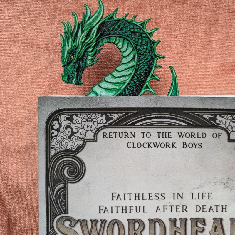 Emerald Dragon Bookmark Textured Fantasy Gift - Starry Skies Austin