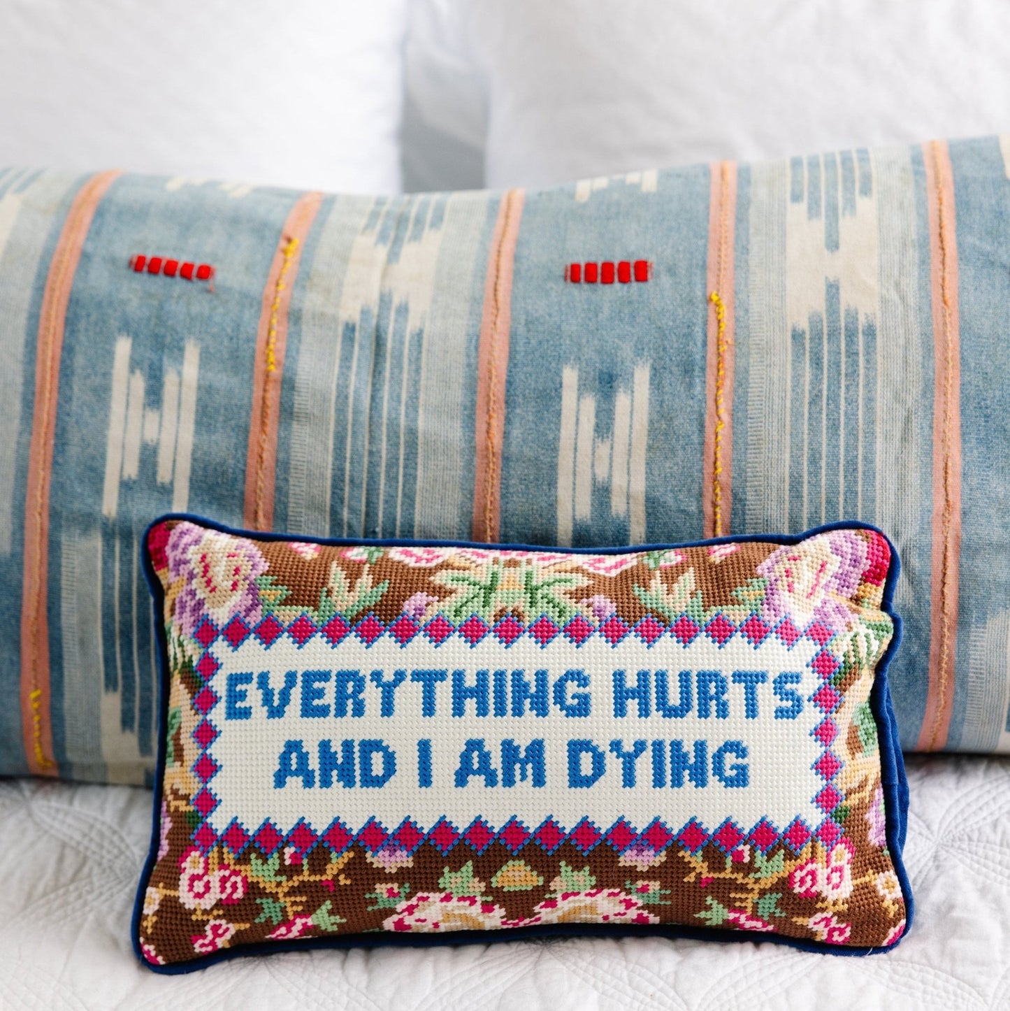 Everything Hurts Needlepoint Pillow - Starry Skies Austin