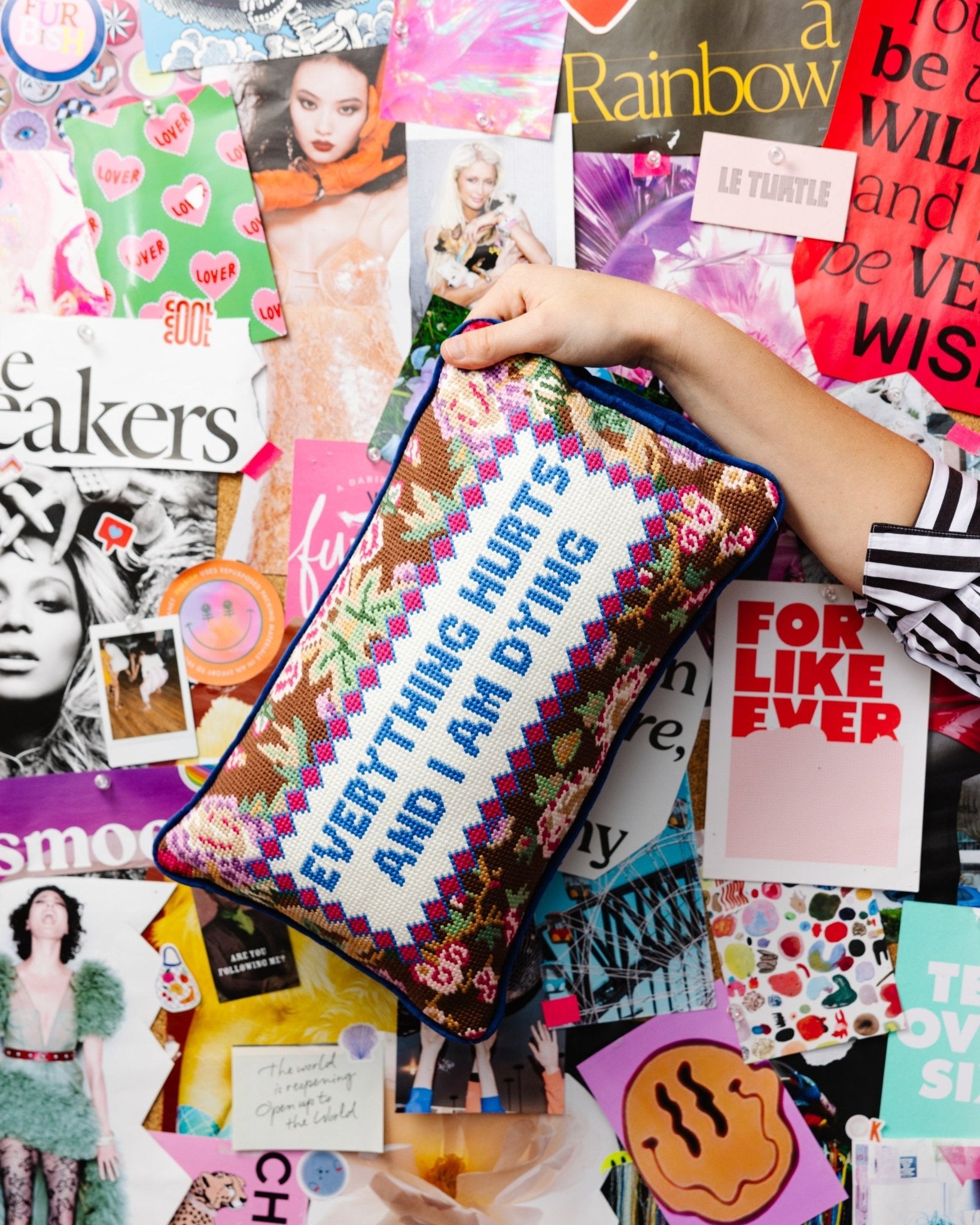 Everything Hurts Needlepoint Pillow - Starry Skies Austin