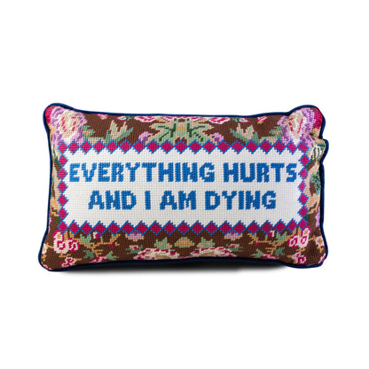 Everything Hurts Needlepoint Pillow - Starry Skies Austin