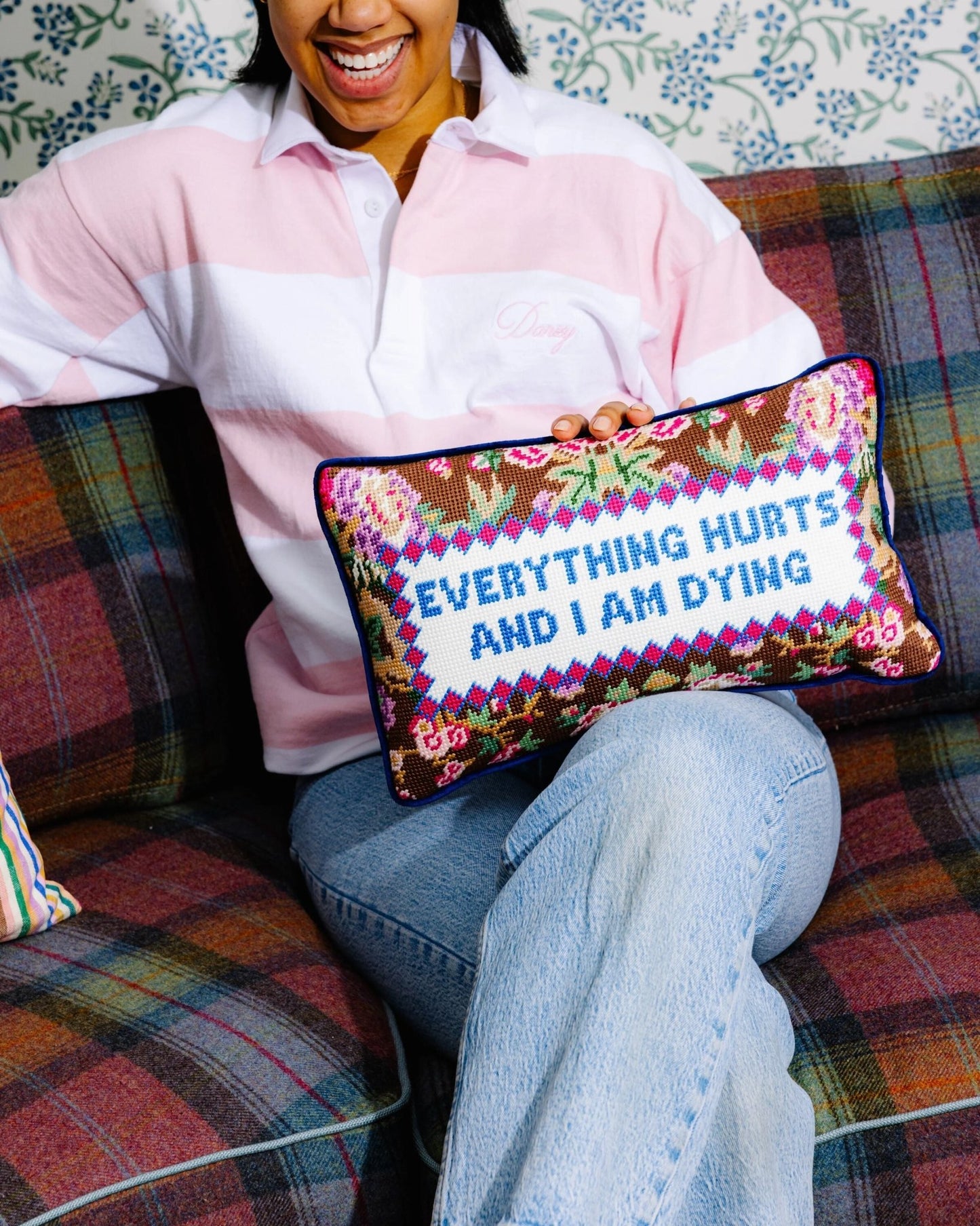 Everything Hurts Needlepoint Pillow - Starry Skies Austin
