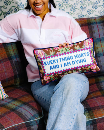 Everything Hurts Needlepoint Pillow - Starry Skies Austin