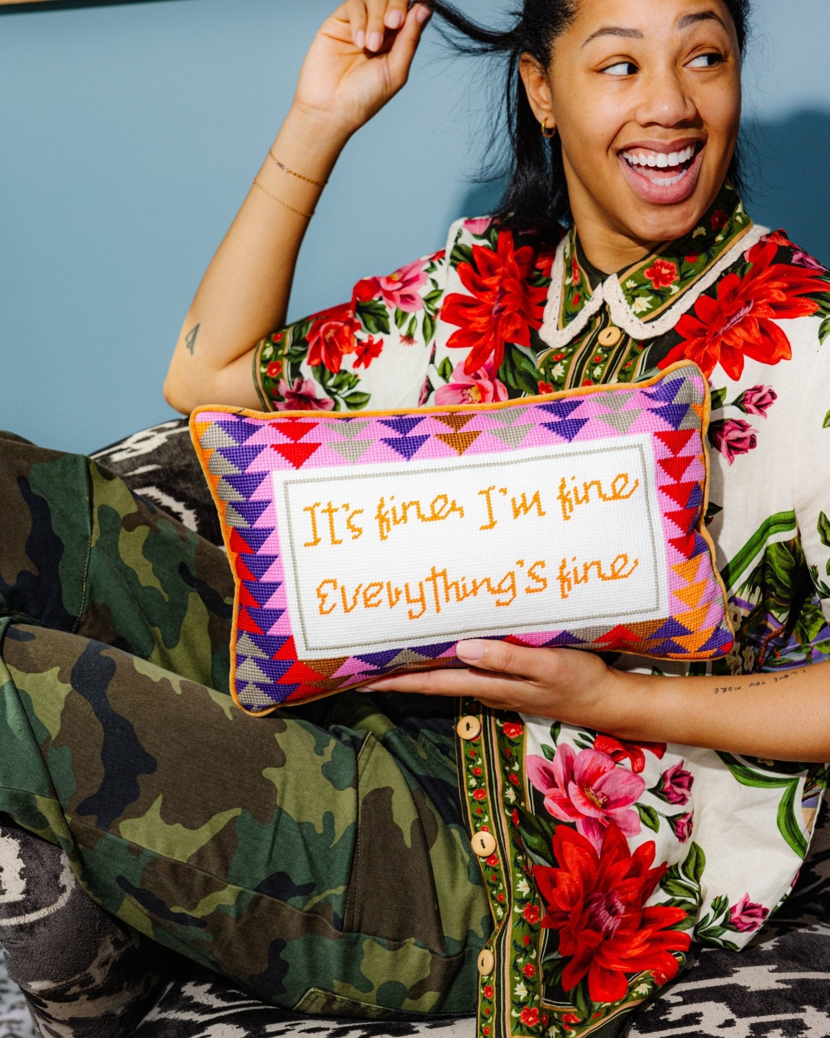 Everything's Fine Needlepoint Pillow - Starry Skies Austin