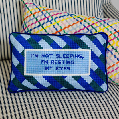 Eyes Resting Needlepoint Pillow - Starry Skies Austin