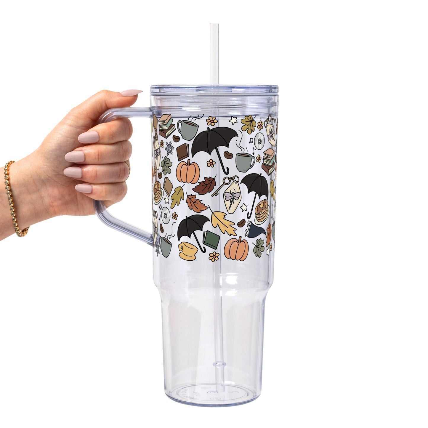 Fall Girls Glass Cup, Mug & Tumbler with Lid and Straw - Starry Skies Austin