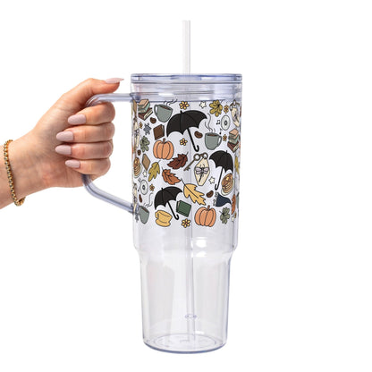Fall Girls Glass Cup, Mug & Tumbler with Lid and Straw - Starry Skies Austin