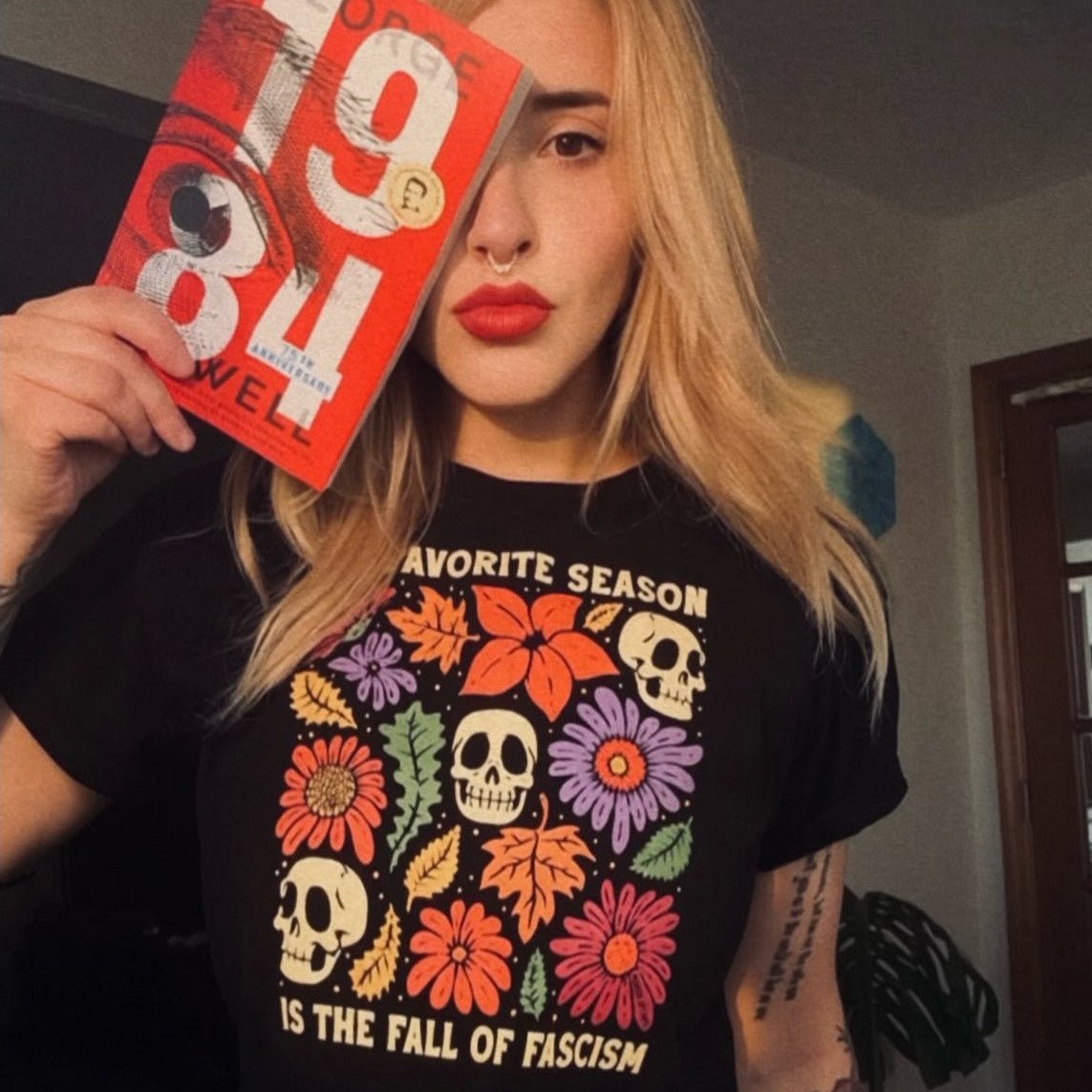 Fall Of Fascism T-shirt - Starry Skies Austin