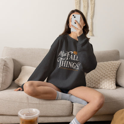 Fall Things Halloween Sweatshirt — "All the Fall Things" Skeleton Pumpkin Crewneck - Starry Skies Austin
