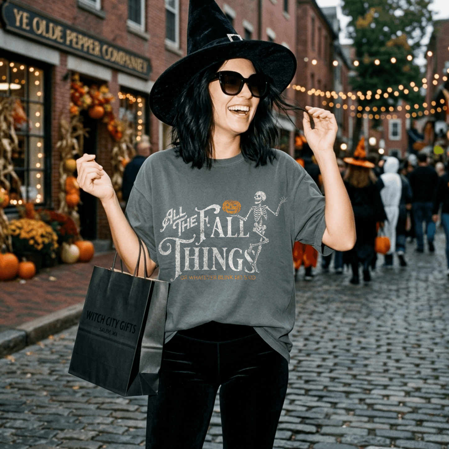 Fall Things Skeleton T-Shirt — 'All The Fall Things' Pumpkin Halloween Tee - Starry Skies Austin