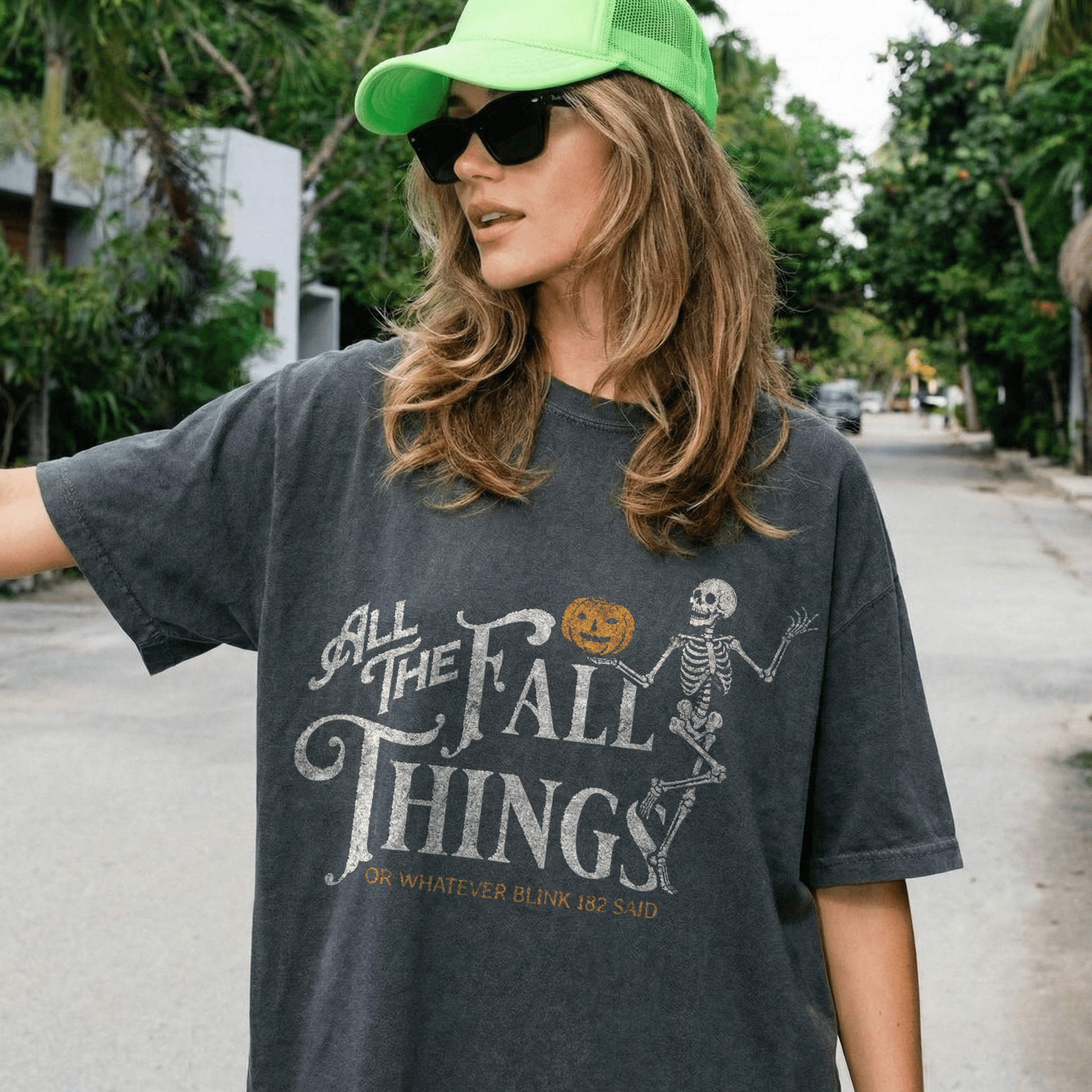 Fall Things Skeleton T-Shirt — 'All The Fall Things' Pumpkin Halloween Tee - Starry Skies Austin