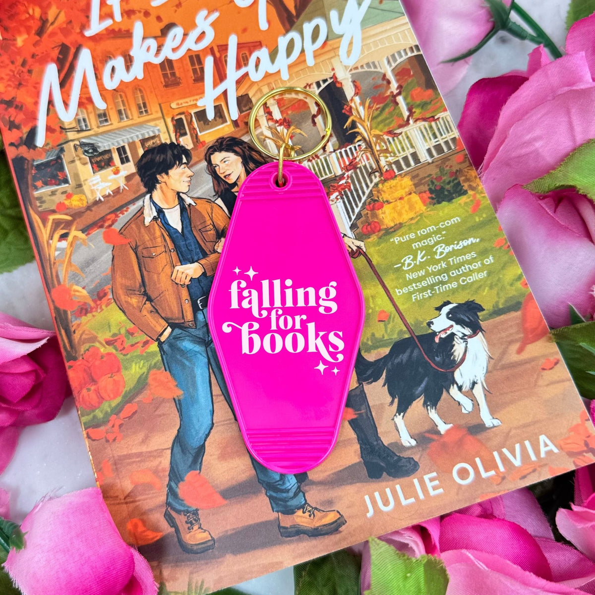 Falling For Books Retro Motel Keychain - Starry Skies Austin
