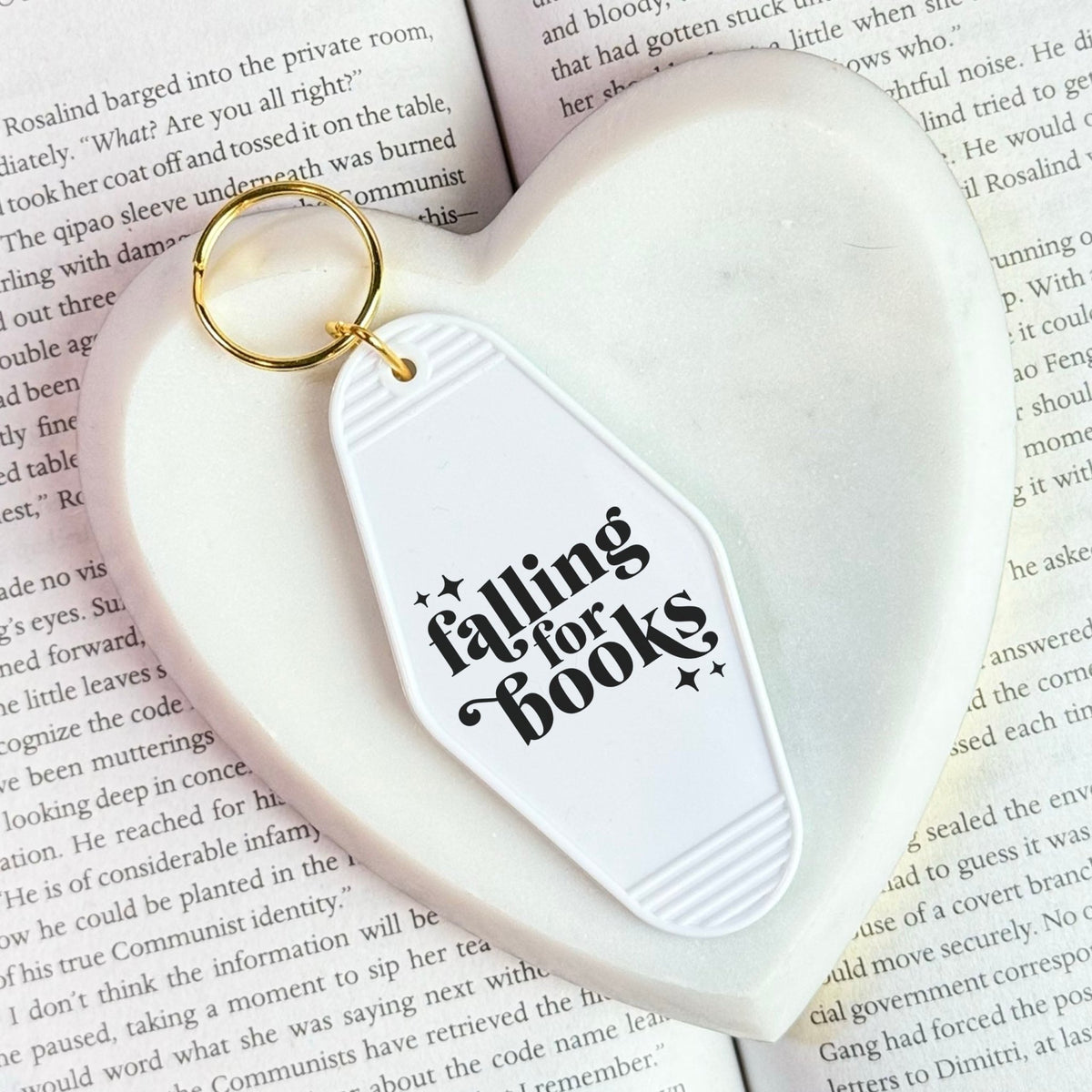 Falling For Books Retro Motel Keychain - Starry Skies Austin