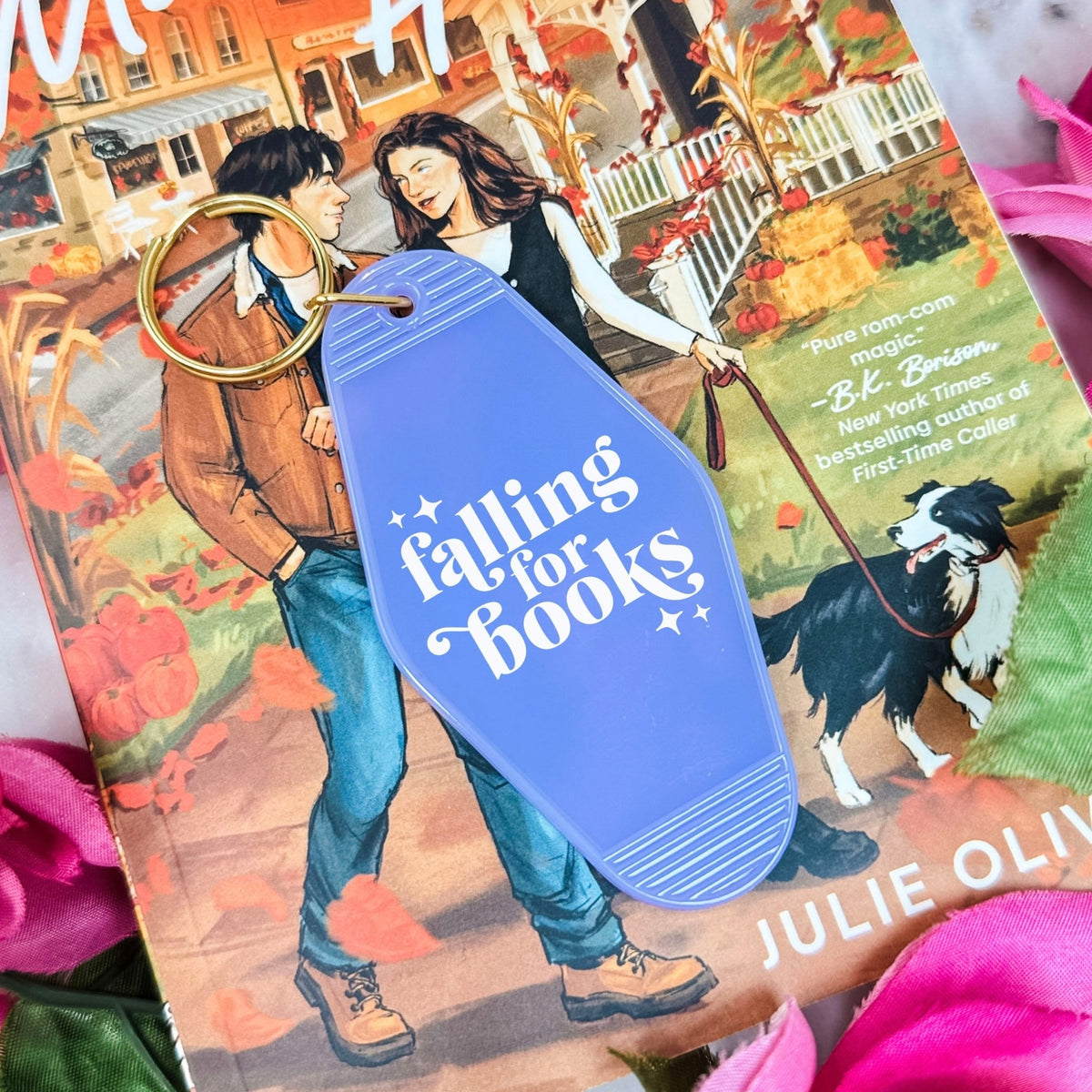 Falling For Books Retro Motel Keychain - Starry Skies Austin