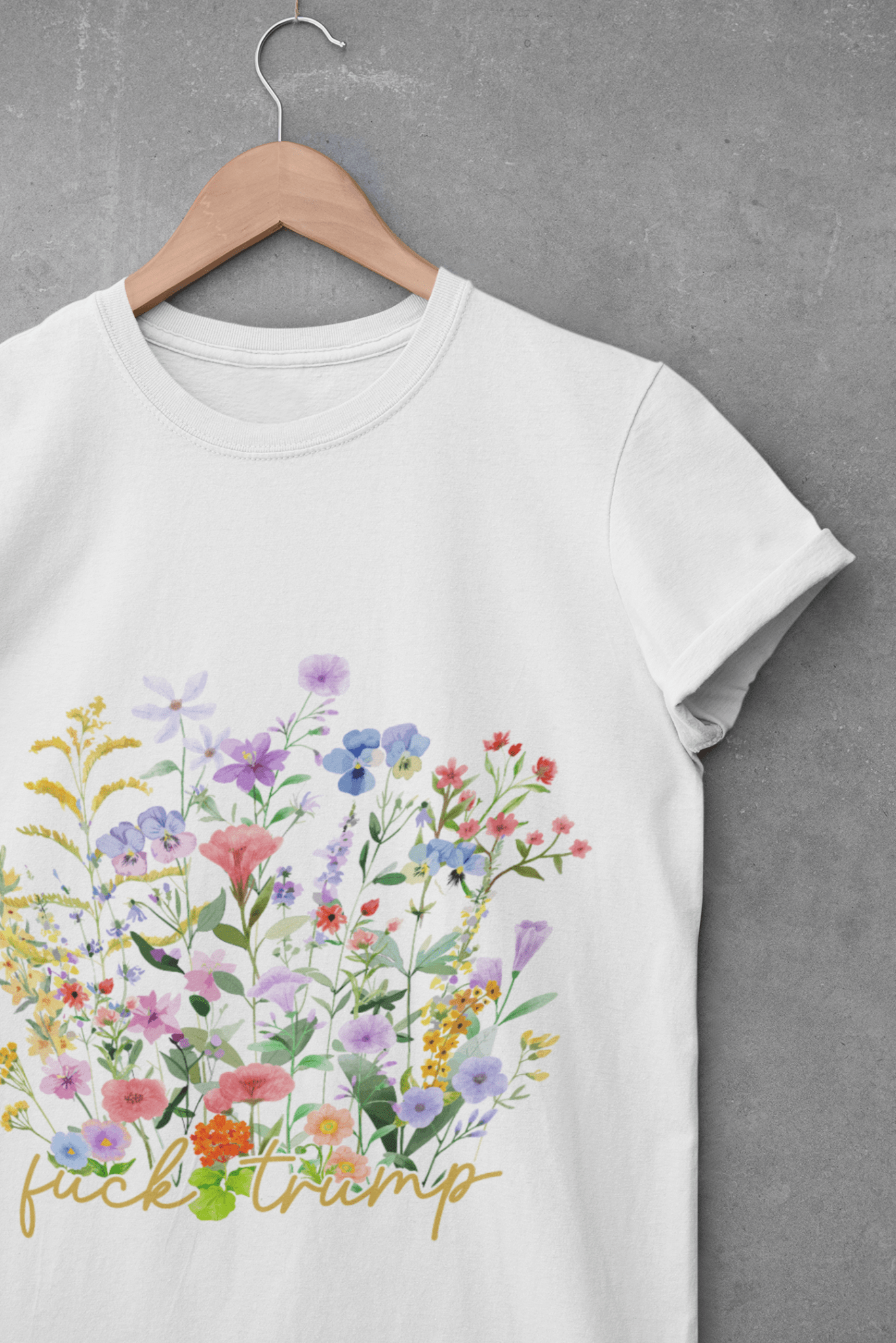 F*ck Trump Wildflower Softstyle Tee - Starry Skies Austin