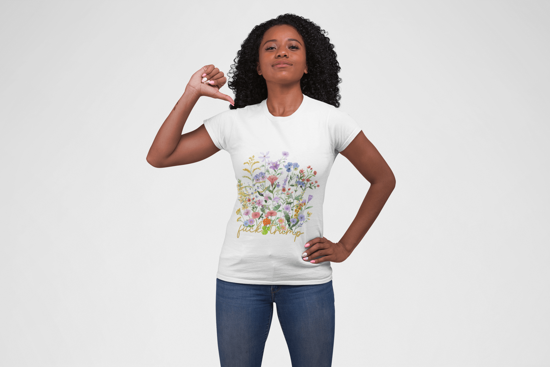 F*ck Trump Wildflower Softstyle Tee - Starry Skies Austin