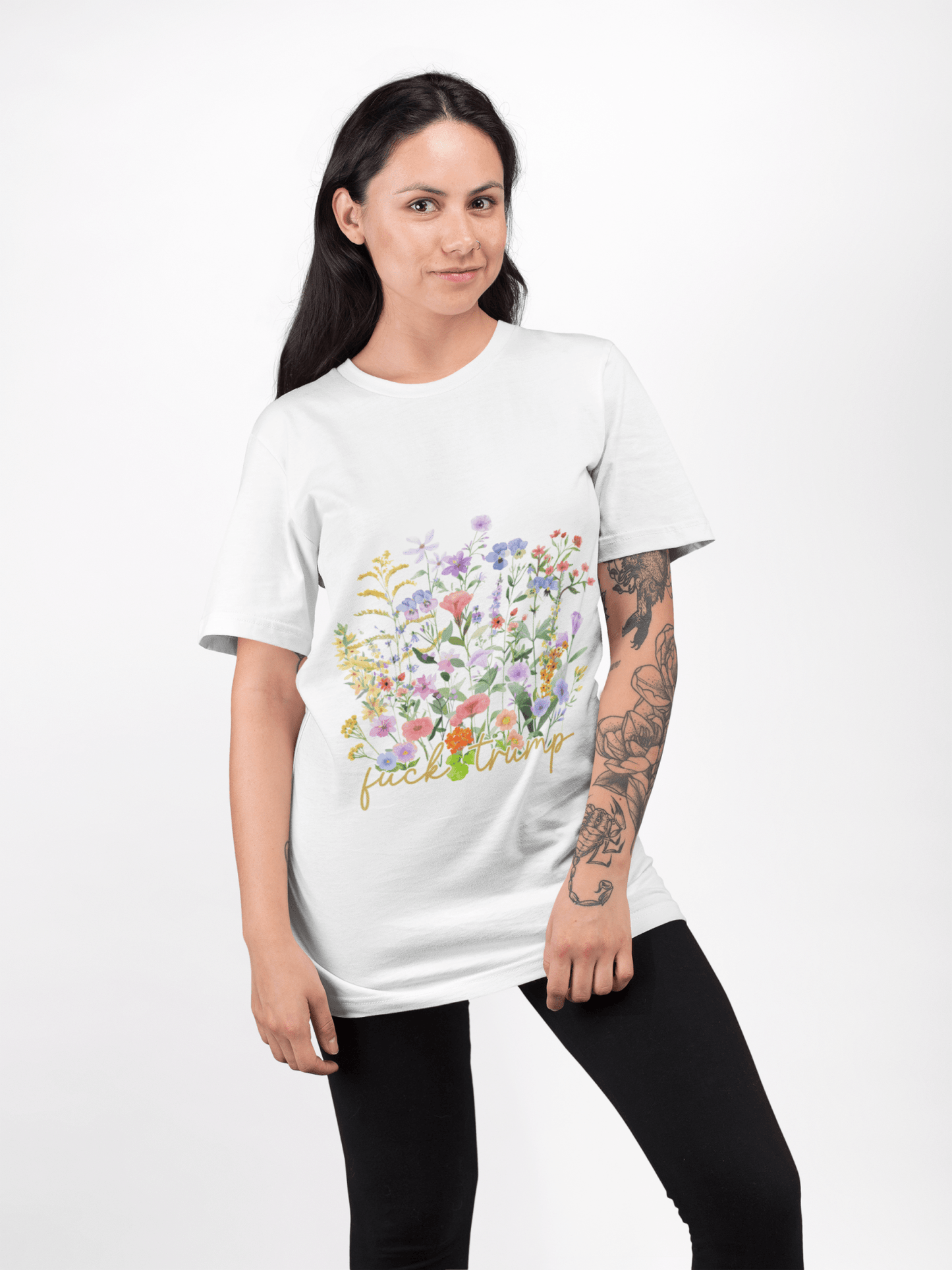 F*ck Trump Wildflower Softstyle Tee - Starry Skies Austin