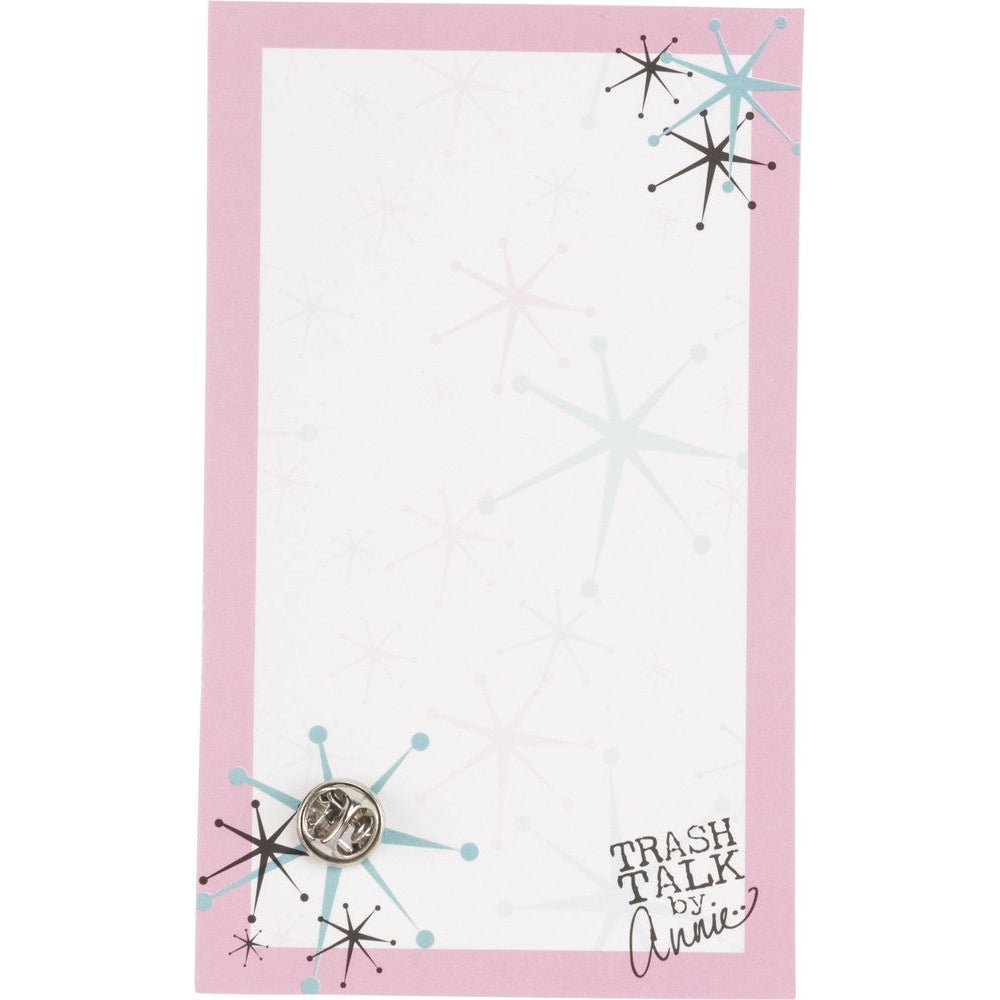 Feminist AF Pink and Green Stripes Enamel Pin on Gift Card - Starry Skies Austin