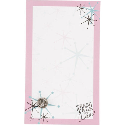 Feminist AF Pink and Green Stripes Enamel Pin on Gift Card - Starry Skies Austin