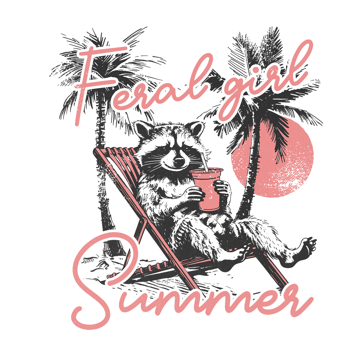 Feral Girl Summer Raccoon Glass Cup, Mug & Tumbler with Lid and Straw - Starry Skies Austin
