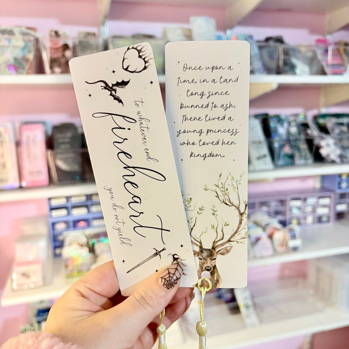 Fireheart Dual-Sided Sparkle Cardstock Bookmark (pre-tasseled) - Starry Skies Austin