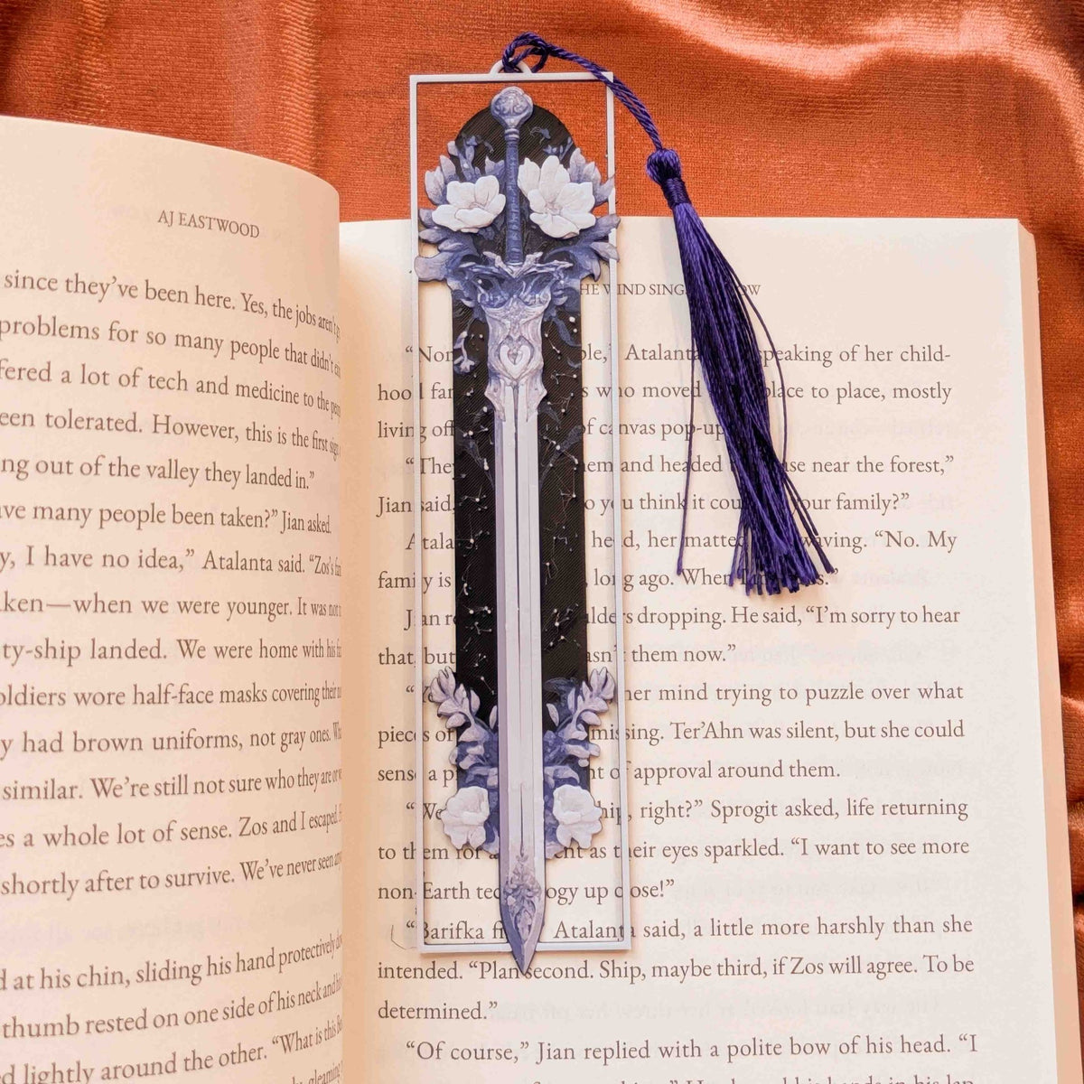 Floral Sword Bookmark Fantasy Bookmark Long Tassel Page Saver - Starry Skies Austin