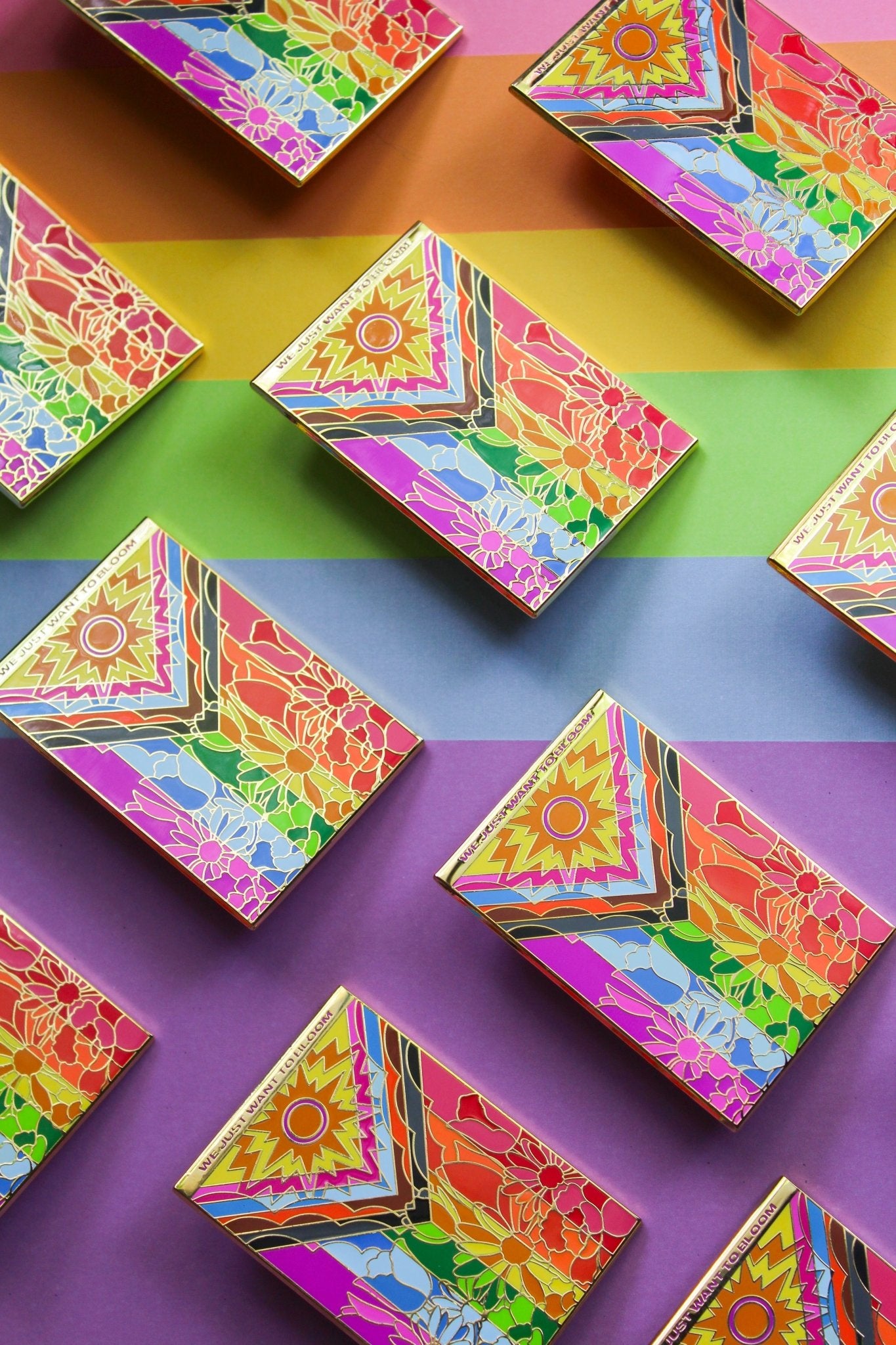 Flower Pride Flag Enamel Pin - Starry Skies Austin