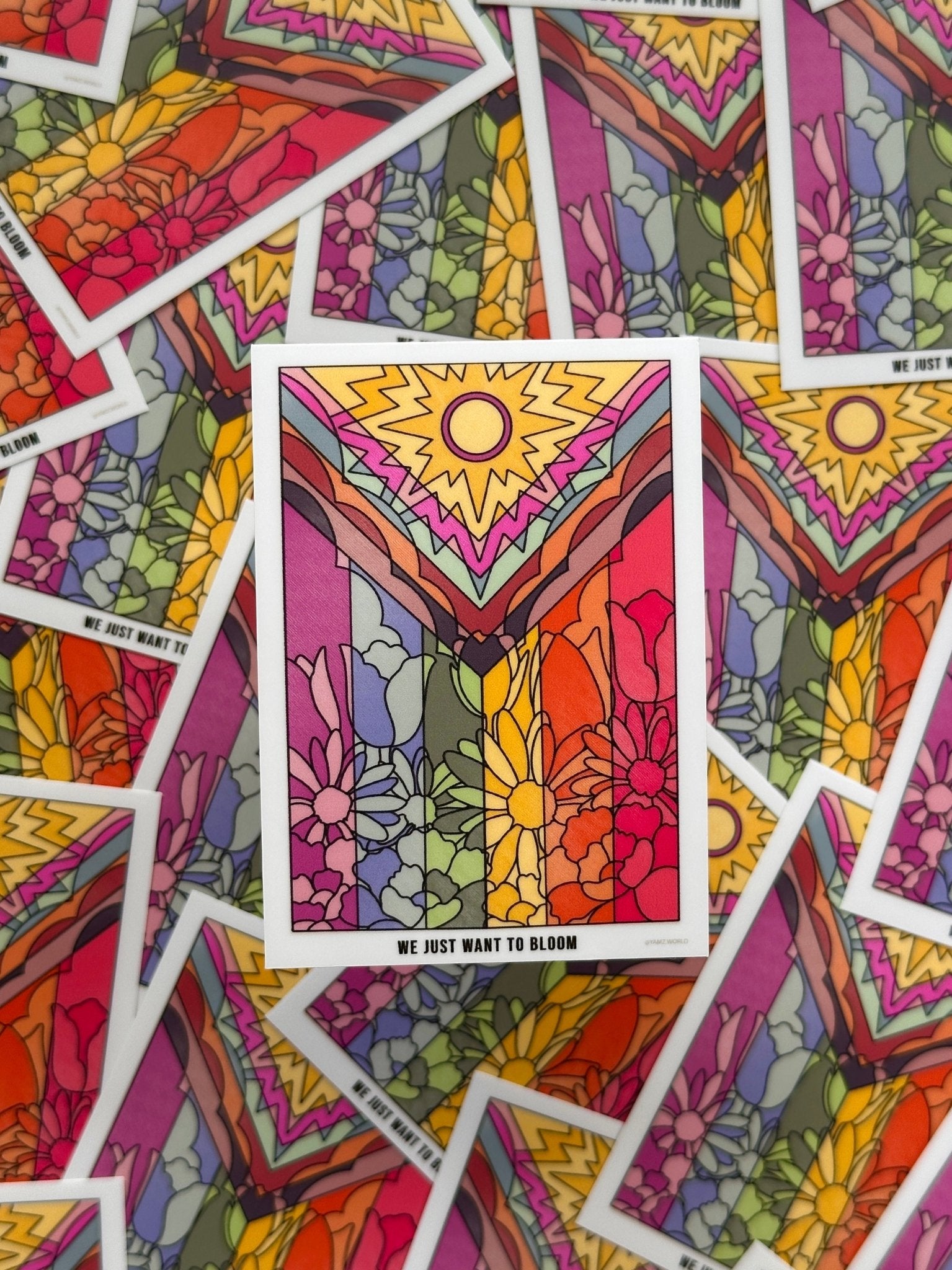Flower Pride Flag Sticker - Starry Skies Austin