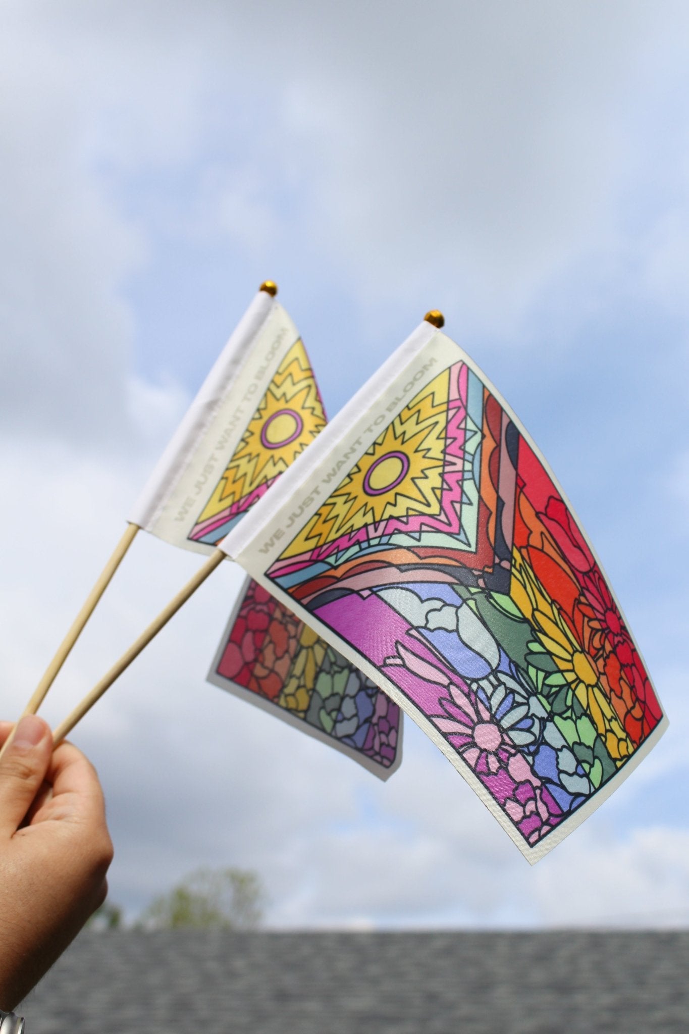 Flower Pride Hand Flag - Starry Skies Austin