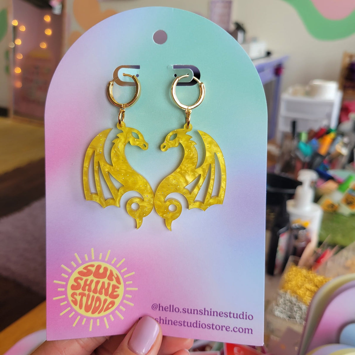 Flying Dragon Acrylic Earrings - Starry Skies Austin