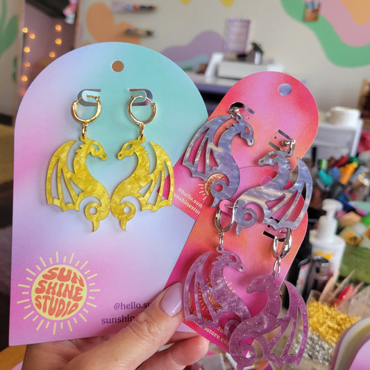 Flying Dragon Acrylic Earrings - Starry Skies Austin