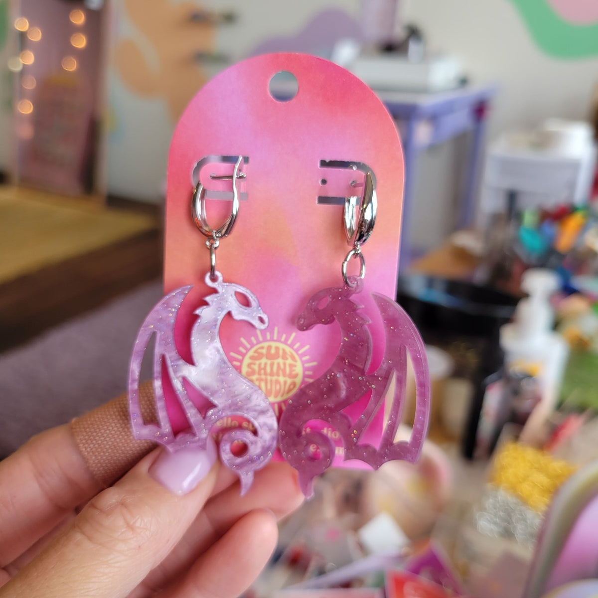 Flying Dragon Acrylic Earrings - Starry Skies Austin