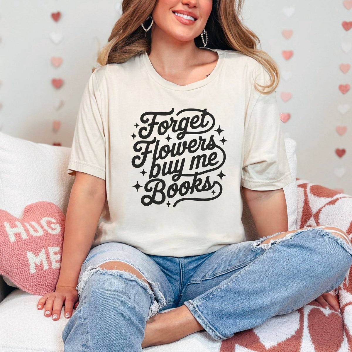 Forget Flowers Buy Me Books Gildan Softstyle Shirt - Starry Skies Austin