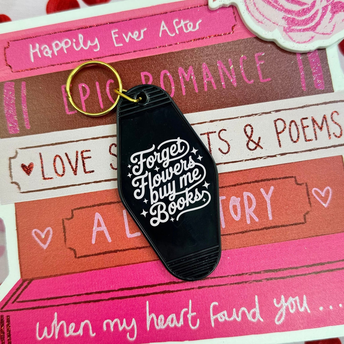Forget Flowers Buy Me Books Retro Motel Keychain - Starry Skies Austin