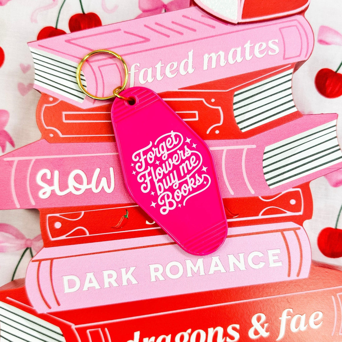 Forget Flowers Buy Me Books Retro Motel Keychain - Starry Skies Austin