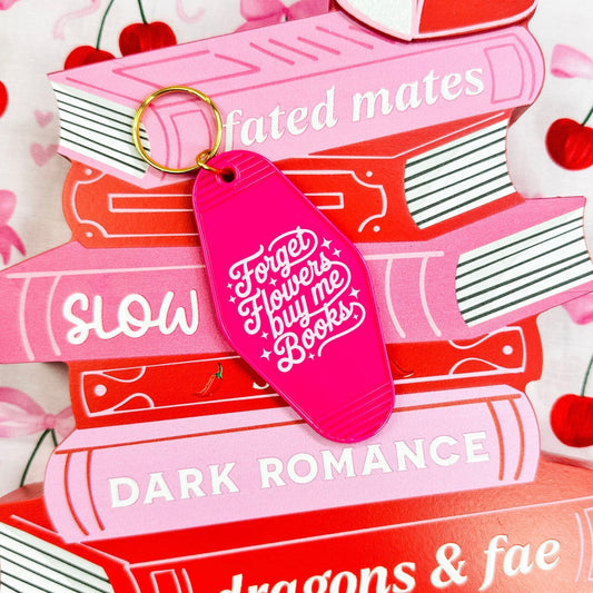 Forget Flowers Buy Me Books Retro Motel Keychain - Starry Skies Austin