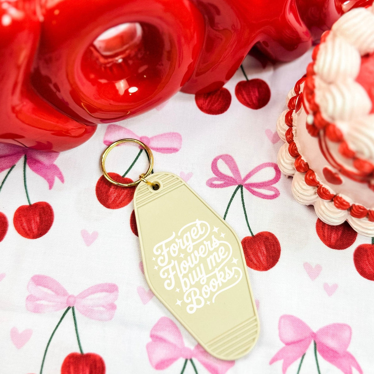 Forget Flowers Buy Me Books Retro Motel Keychain - Starry Skies Austin