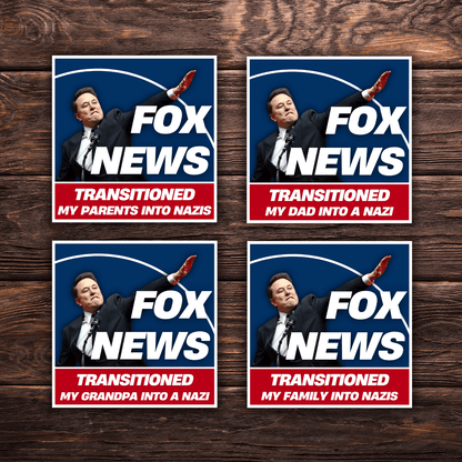 Fox News Turned My Family Into Nazis | 13 Variation Options | 3"x3" | Political Sticker | Vinyl Sticker | Water-Resistant | Anti-Fascist - Starry Skies Austin