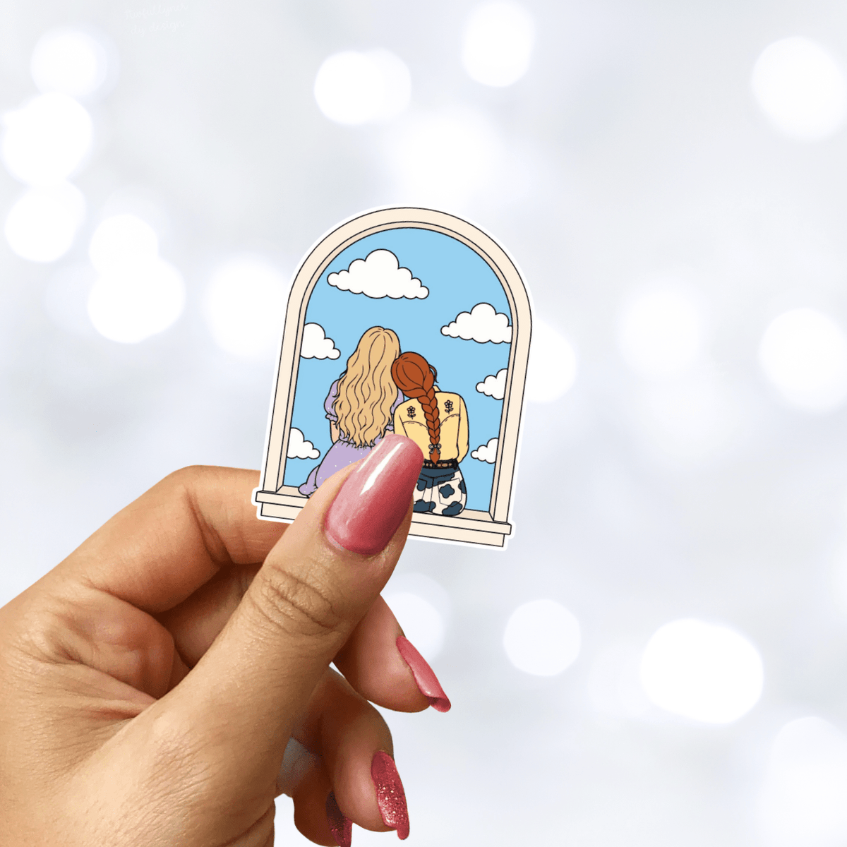 Friends Forever Window Clouds Holo Finish Sticker - Starry Skies Austin