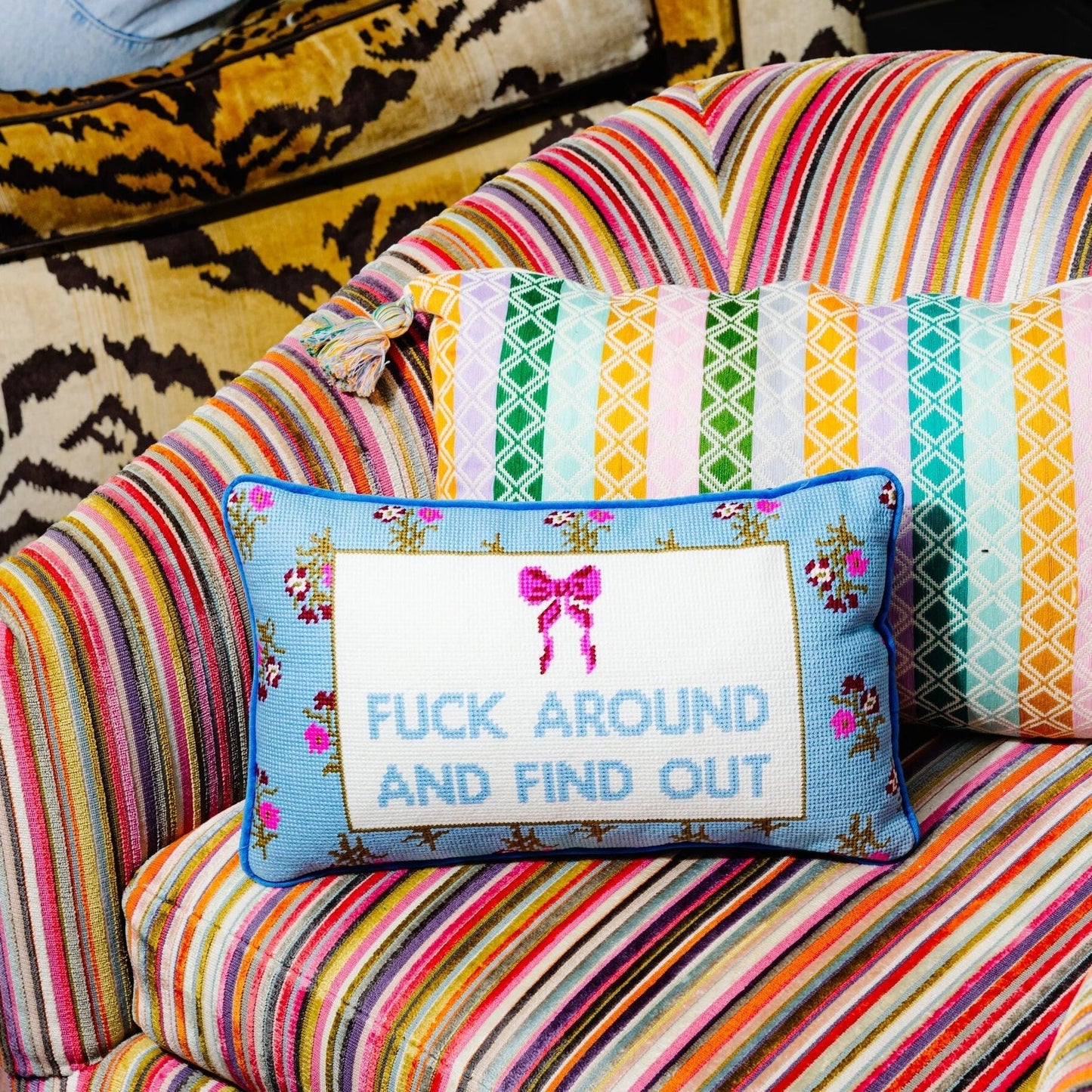 Fuck Around Needlepoint Pillow - Starry Skies Austin