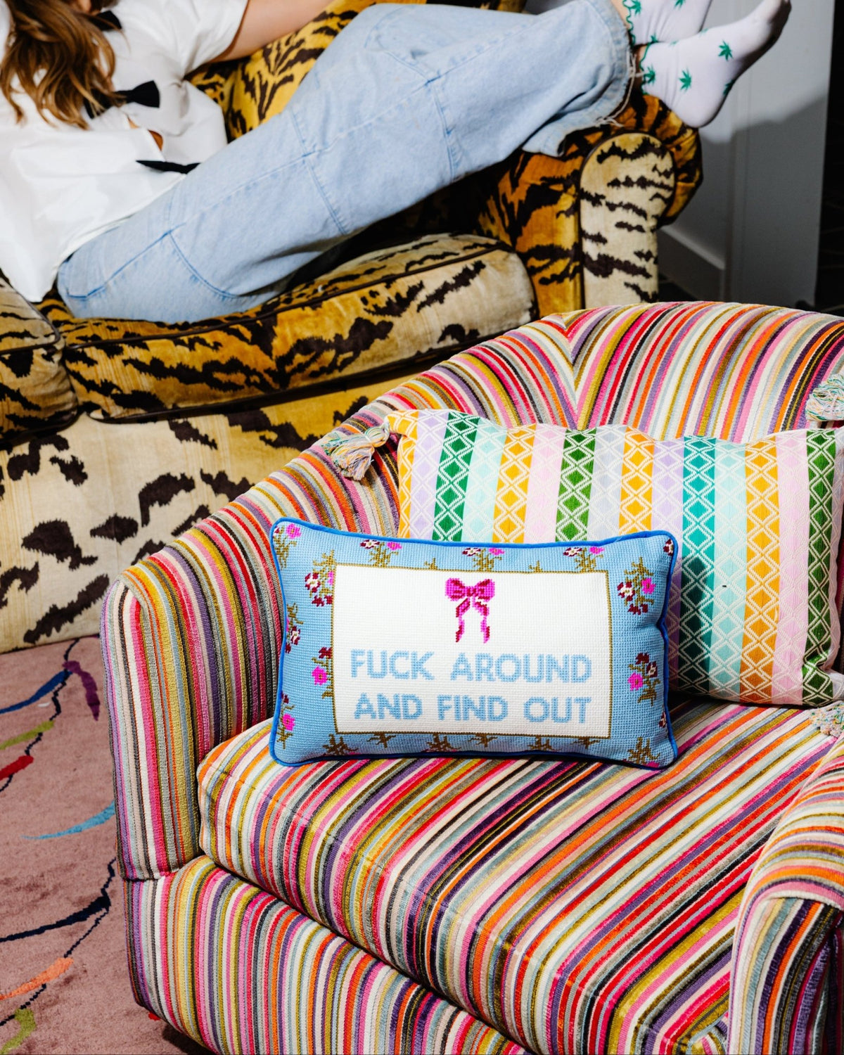 Fuck Around Needlepoint Pillow - Starry Skies Austin