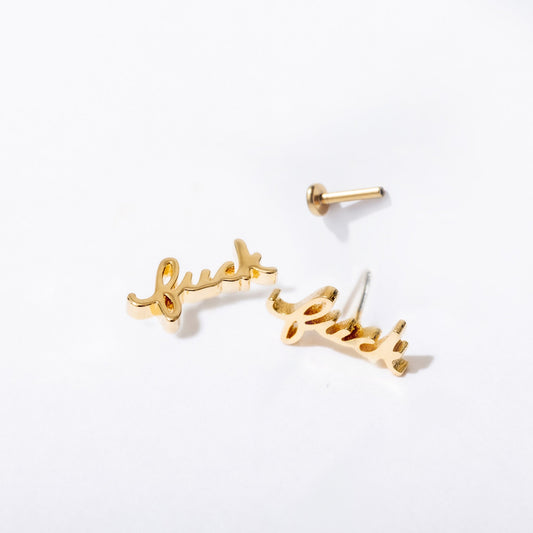 Fuck Script Flat Back Studs - Starry Skies Austin